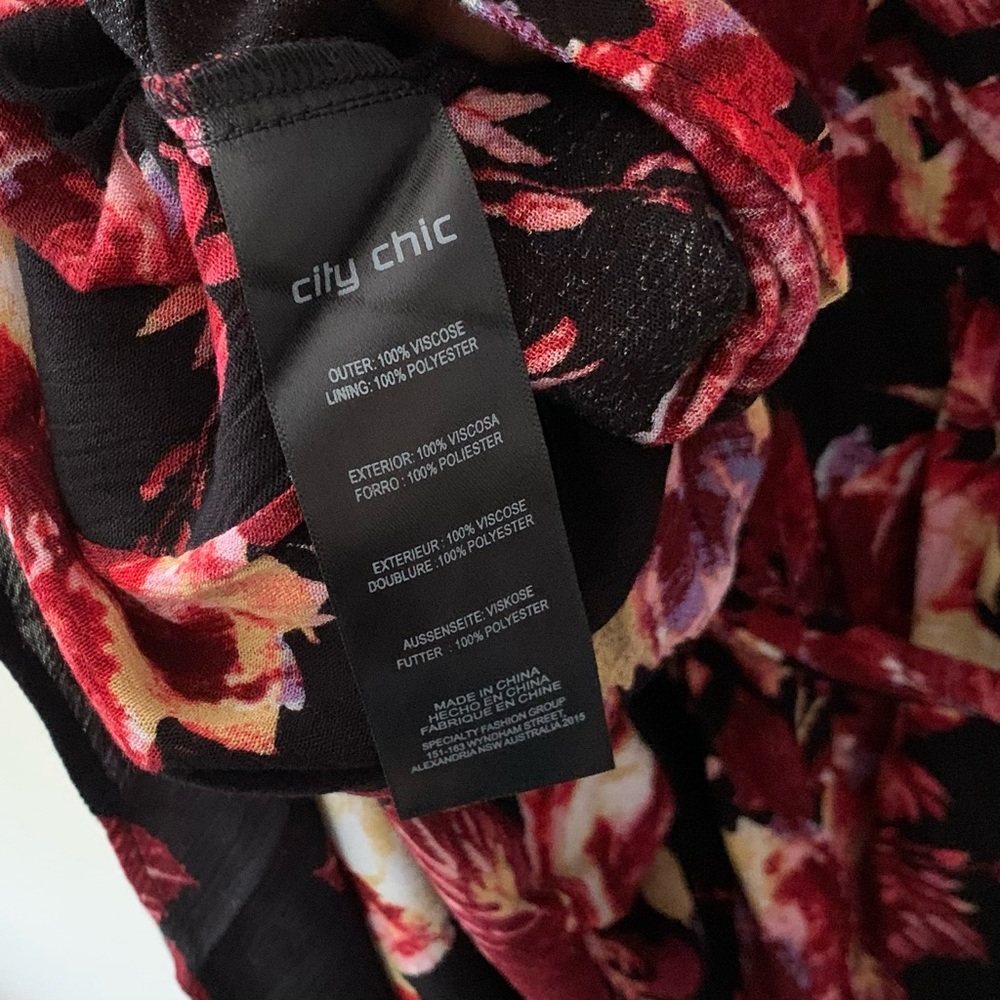 City Chic • 20/L • Monet Floral Print Faux Wrap Maxi Dress High Low - Picture 8 of 9